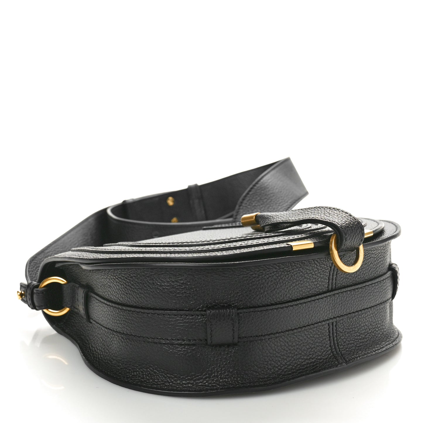 Calfskin Medium Marcie Round Crossbody Bag Black