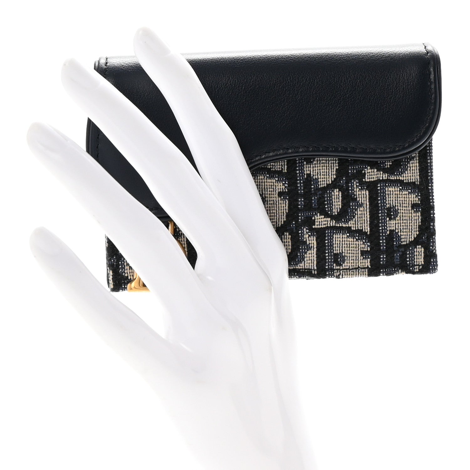 Christian Dior Smooth Calfskin Oblique Saddle Bloom Card Holder Blue 2 of 8