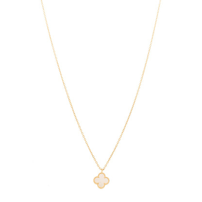 Van Cleef & Arpels 18K Yellow Gold Mother of Pearl Sweet Alhambra Pendant Necklace 1 of 6