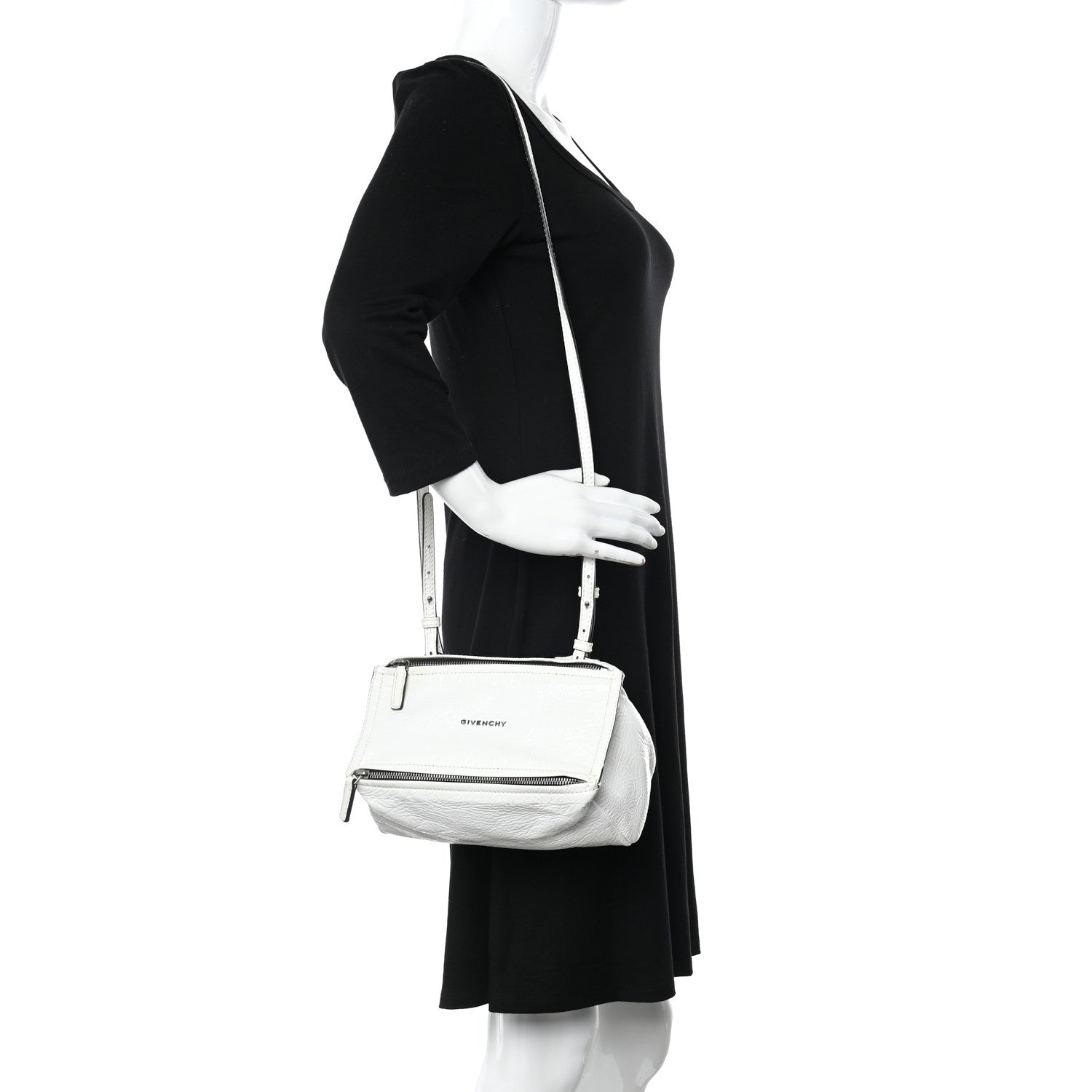 Givenchy Crinkled Patent Deerskin Mini Pandora White 2 of 19