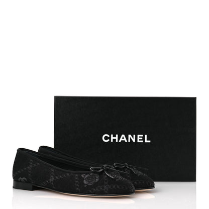Chanel Denim Printed Cap Toe Ballerina Flats 38.5 Black White 11 of 11