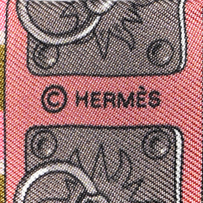 Hermes Silk Colliers De Chiens Twilly Framboise Kaki Taupe 3 of 4