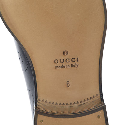 Gucci Calfskin Perforated Studded Mens Medallion Toe Double Monk Strap Loafers 8 Black 6 of 9