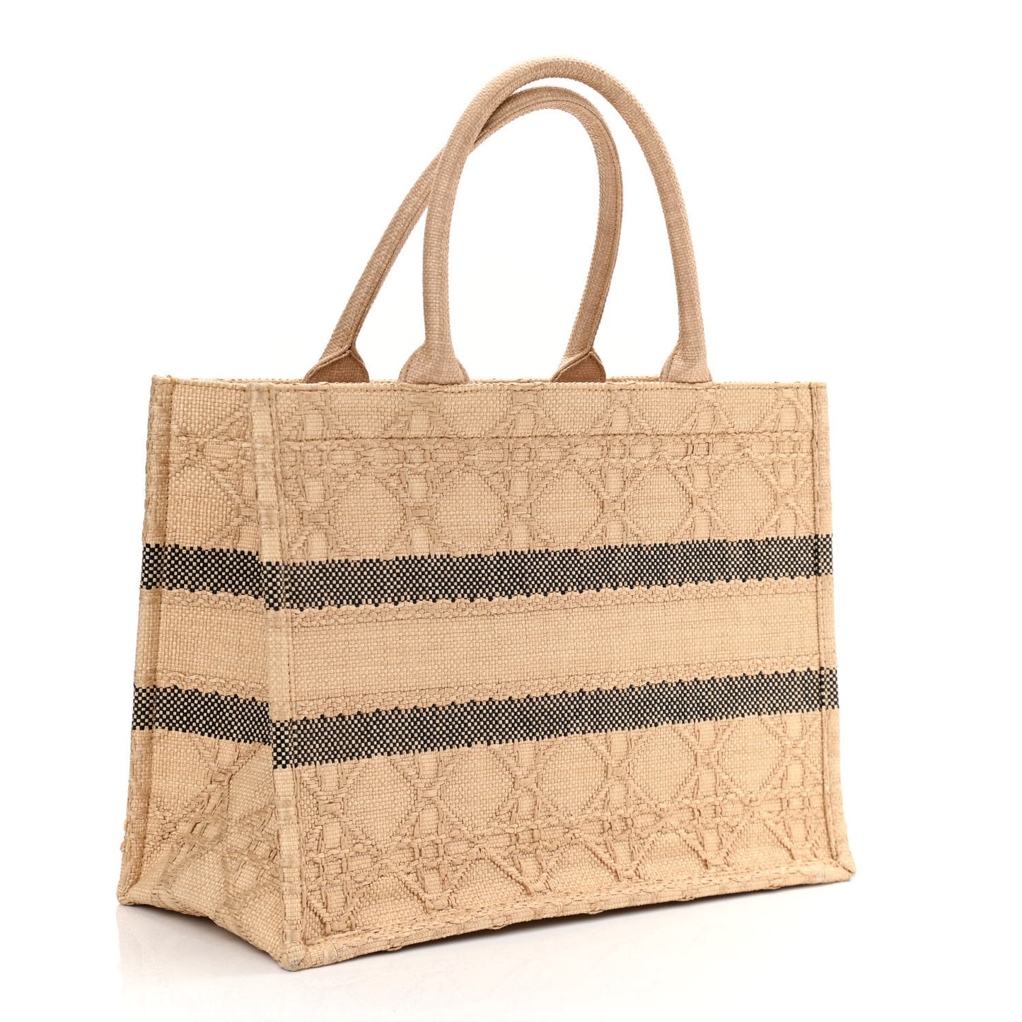 Raffia Cannage Medium Book Tote Natural