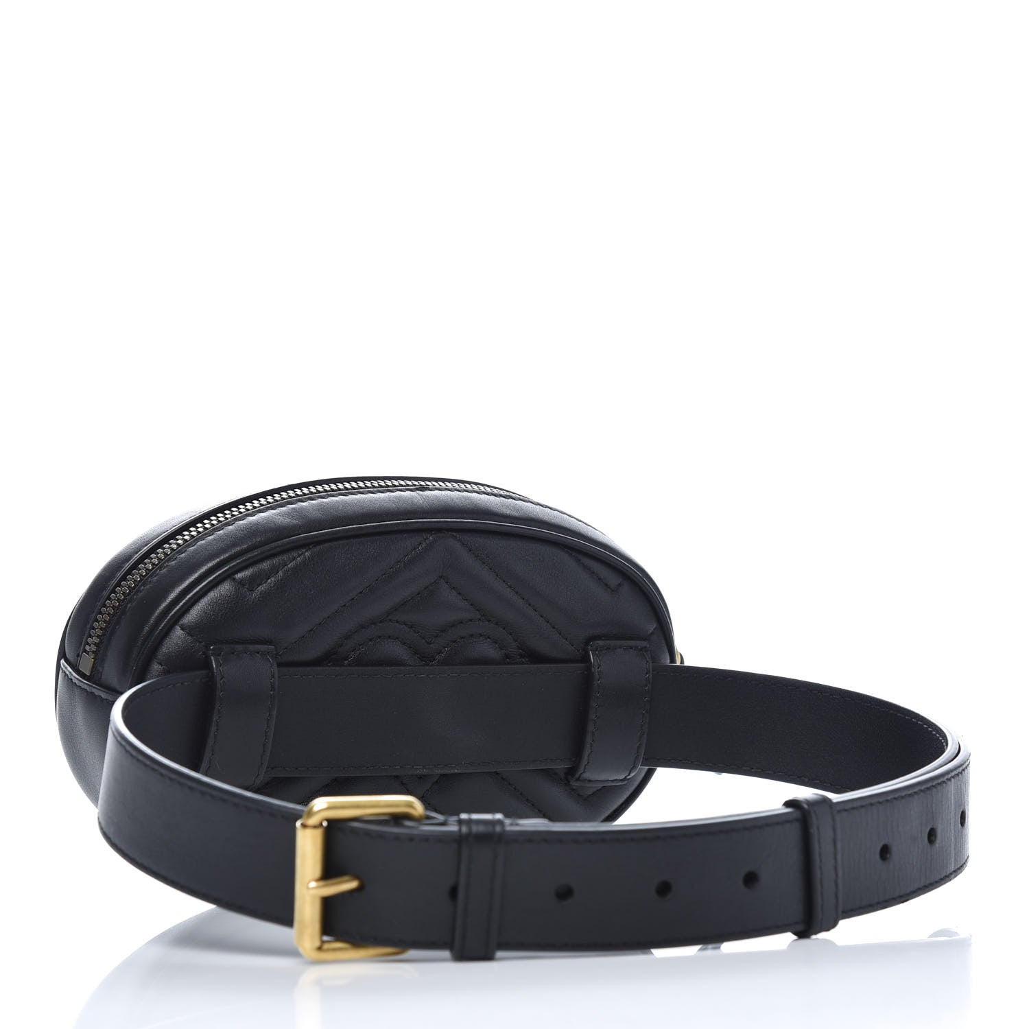 Gucci Calfskin Matelasse GG Marmont Belt Bag 75 30 Black 2 of 10