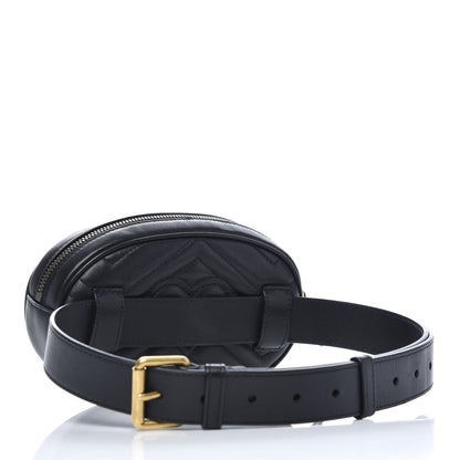 Gucci Calfskin Matelasse GG Marmont Belt Bag 75 30 Black 2 of 10