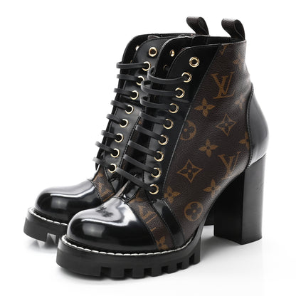 Louis Vuitton Patent Calfskin Monogram Star Trail Ankle Boots 37.5 Black 3 of 10