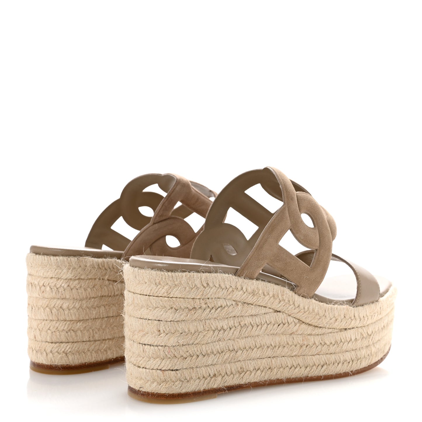 Suede Goatskin Ithea 30 Espadrille Wedge Sandals 37 Beige Sable