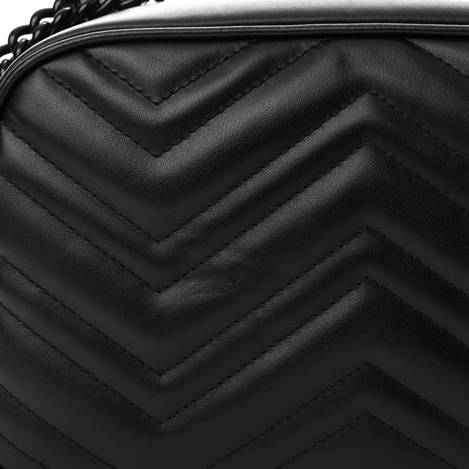 Gucci Calfskin Matelasse Monochrome Small GG Marmont Chain Shoulder Bag Black 13 of 13