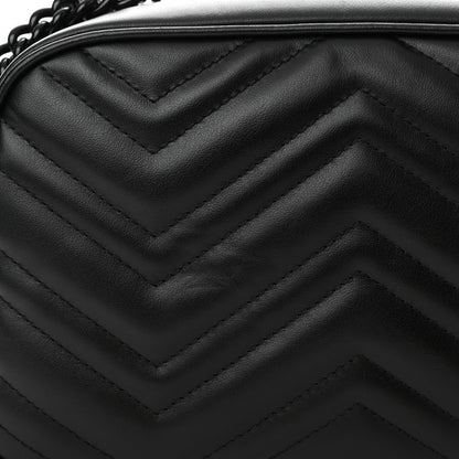 Gucci Calfskin Matelasse Monochrome Small GG Marmont Chain Shoulder Bag Black 13 of 13