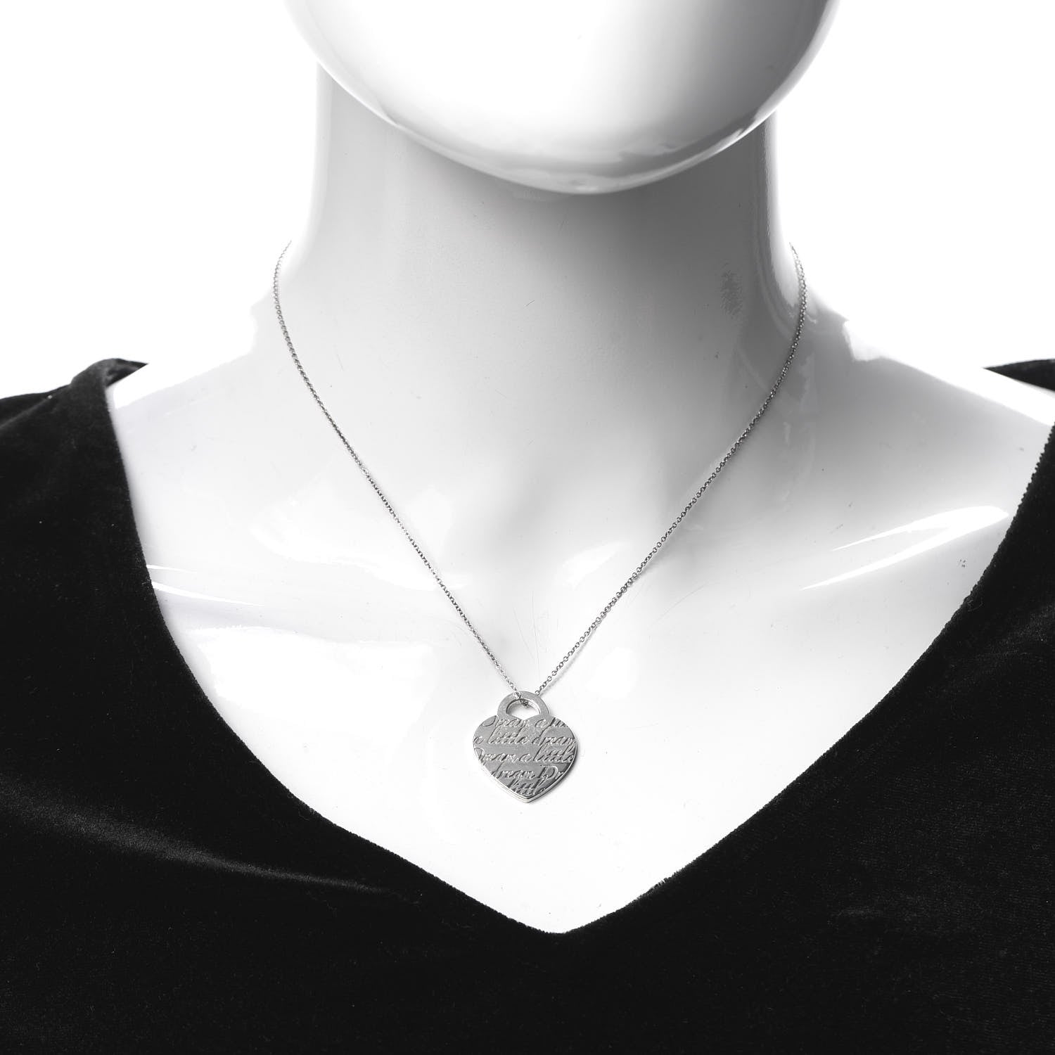Tiffany Sterling Silver Dream A Little Dream Heart Pendant Necklace 2 of 5