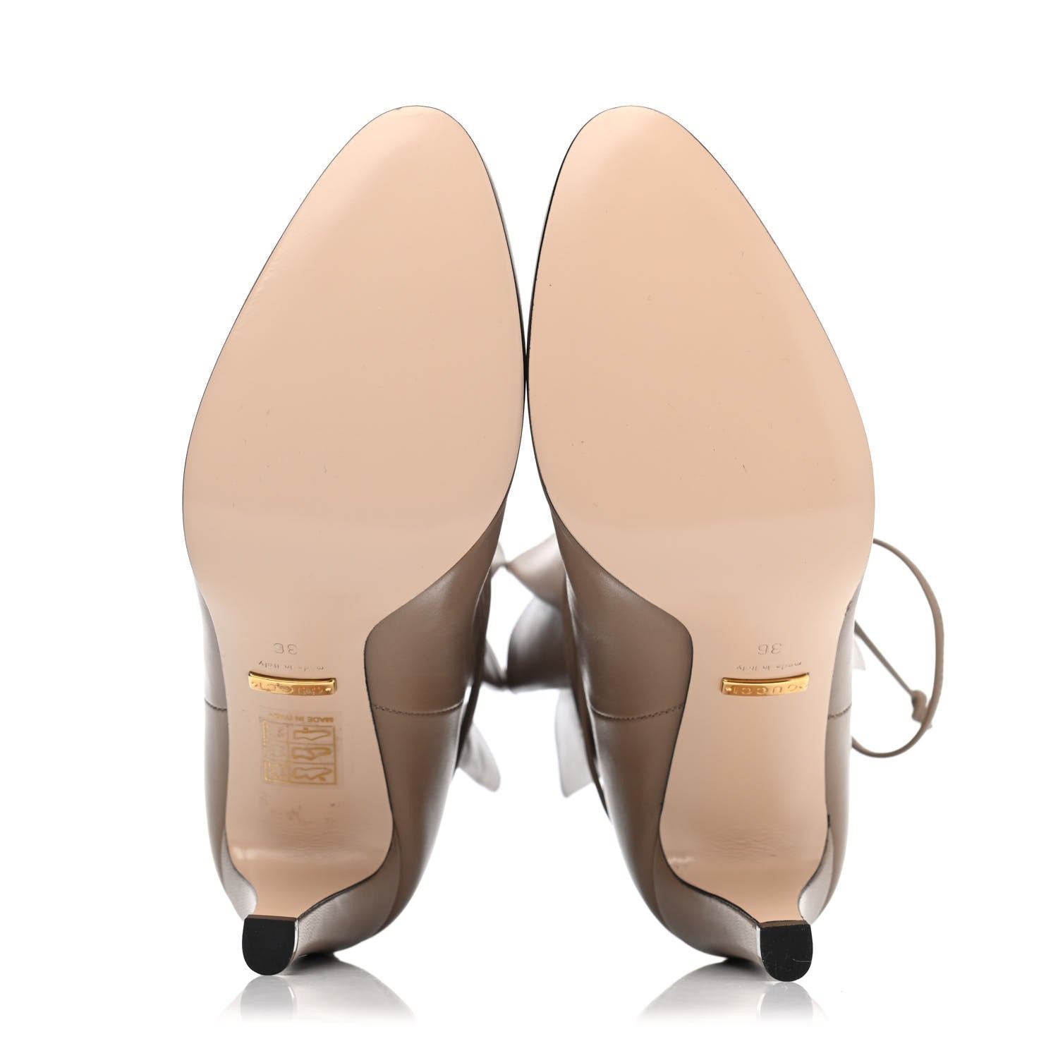 Gucci Calfskin Indya Bow Tie Ankle Boot 36 Mud 4 of 4