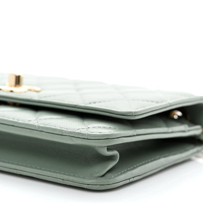 Chanel Lambskin Quilted Trendy CC Wallet On Chain WOC Grey 11 of 13