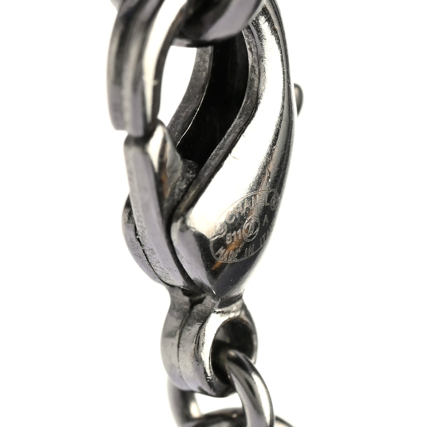 Ruthenium Gripoix Pearl CC Pendant Necklace Black White Pink