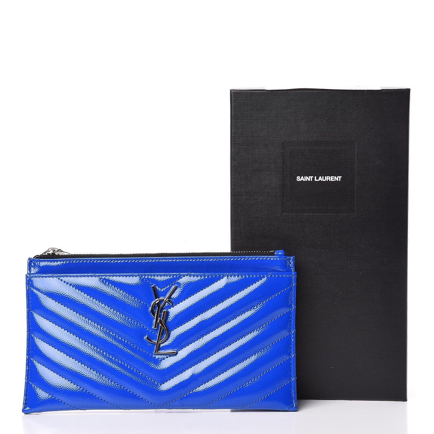 Grain De Poudre Chevron Monogram Bill Pouch Neon Blue