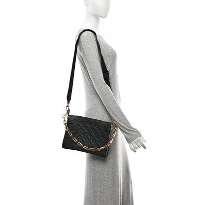 Louis Vuitton Lambskin Embossed Monogram Coussin PM Black 2 of 12