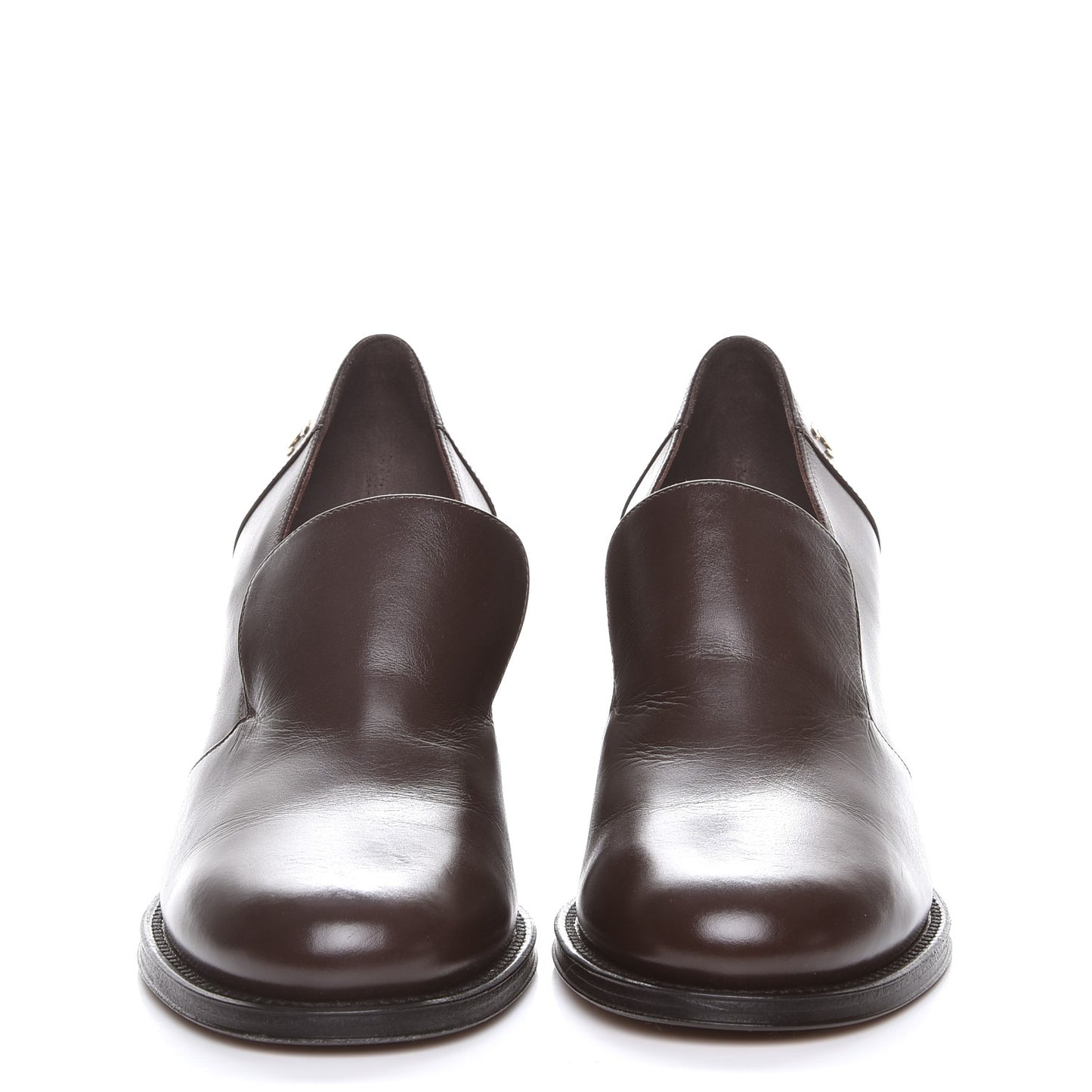 Glazed Calfskin CC Loafers 39 Dark Brown