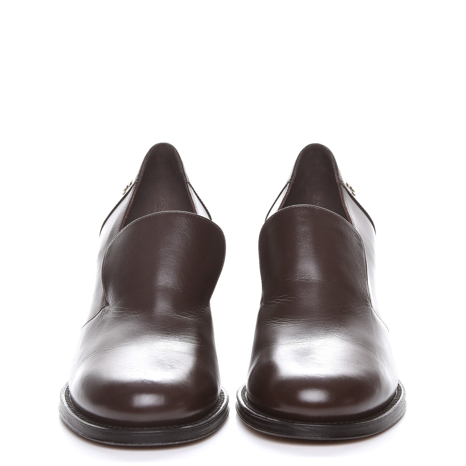 Chanel Glazed Calfskin CC Loafers 39 Dark Brown 2 of 11