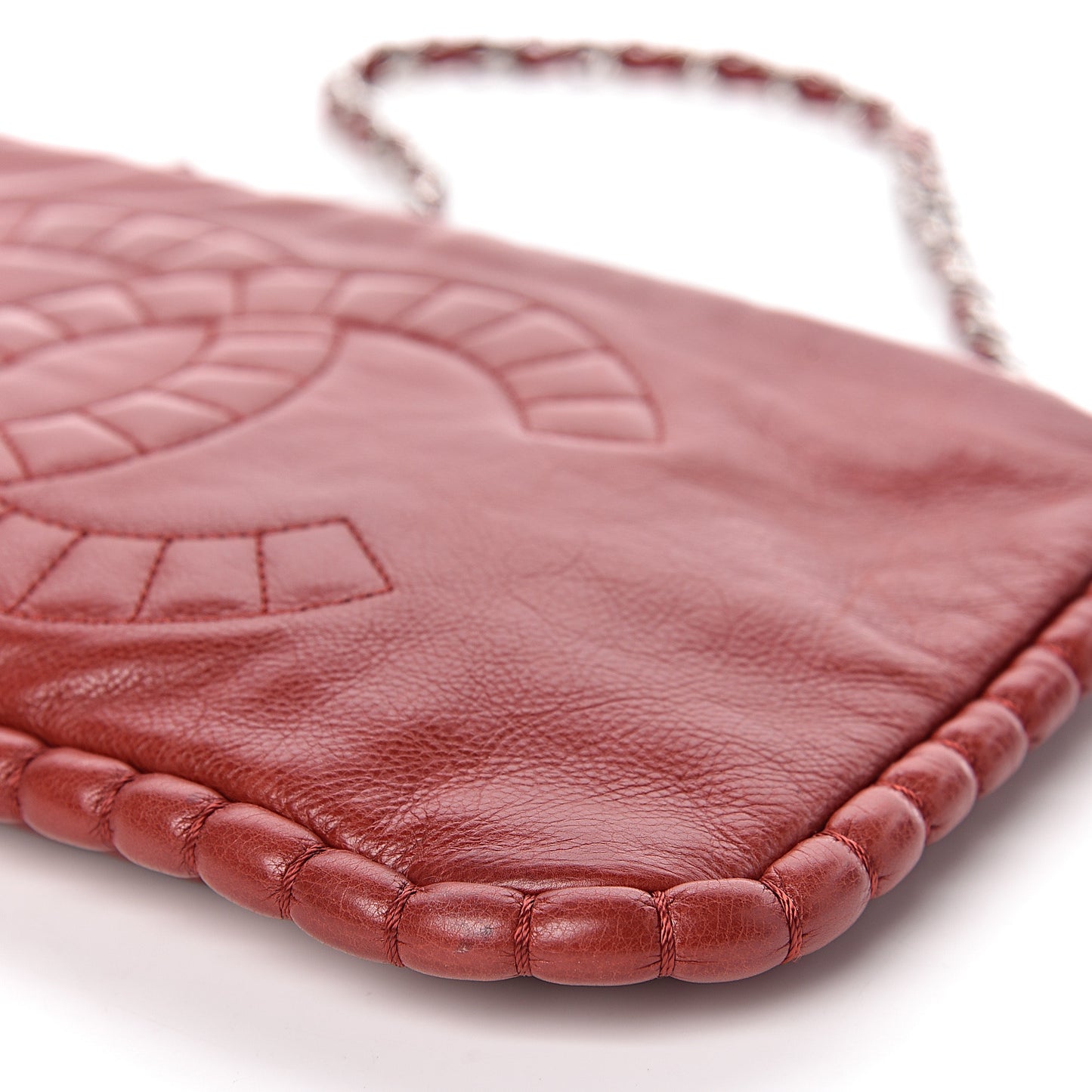Calfskin On The Bund Pochette Dark Red