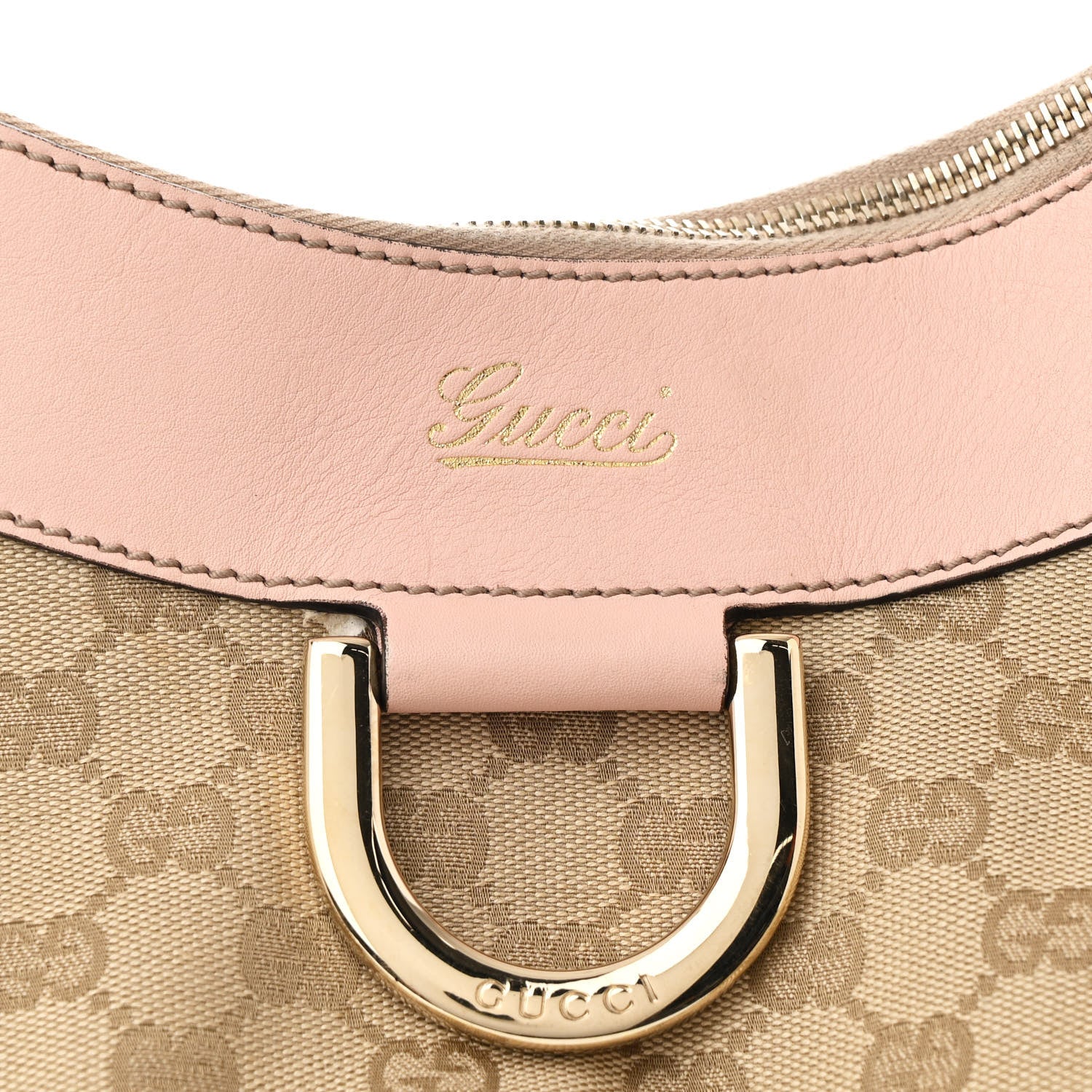 Gucci Monogram Medium D Gold Ring Hobo Pink 8 of 12
