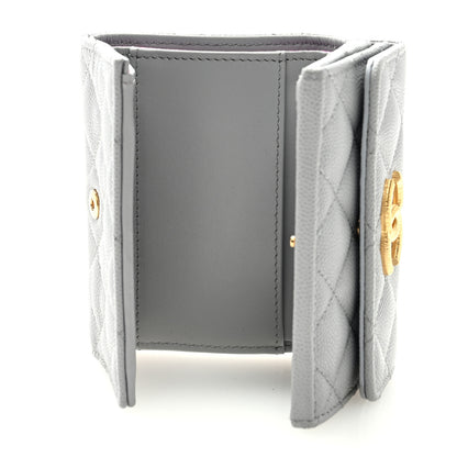 Chanel Caviar Quilted Textured CC Double Flap Wallet Grey 5 of 8