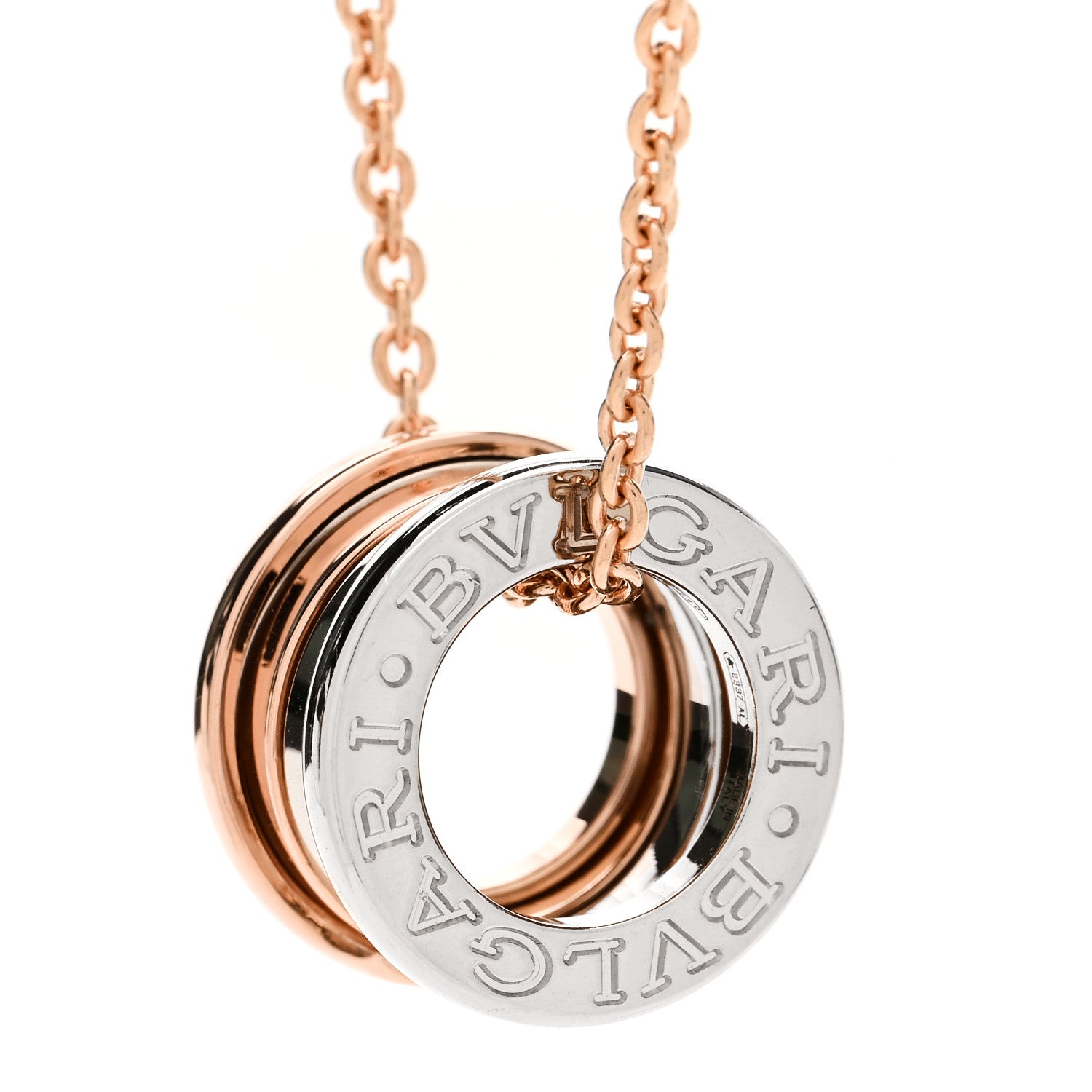 Bulgari 18K Rose White Gold B.Zero1 Pendant Necklace 4 of 6