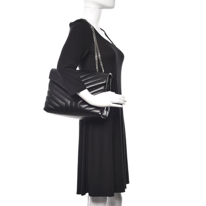 Saint Laurent Calfskin Y Quilted Monogram Medium Loulou Chain Satchel Black 2 of 9