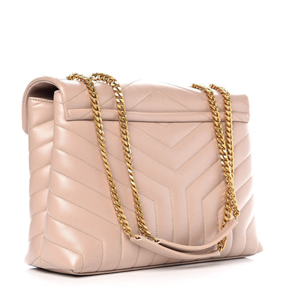 Saint Laurent Calfskin Y Quilted Monogram Medium Loulou Chain Satchel Dark Beige 3 of 7