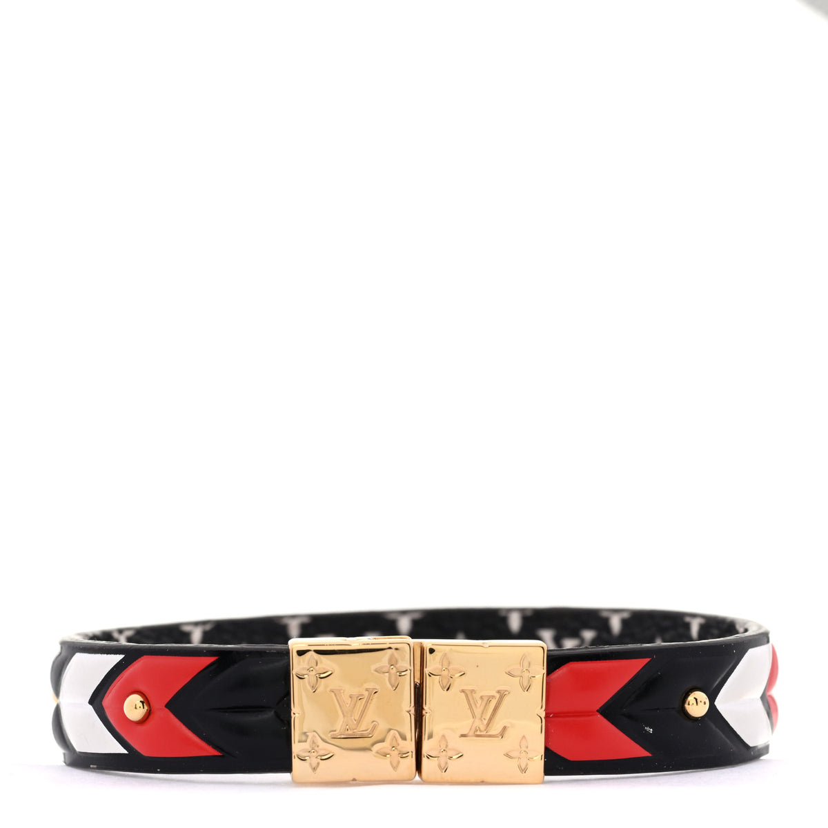 Louis Vuitton Monogram LV Crafty Reversible Bracelet 17 Black Cream Red 3 of 6