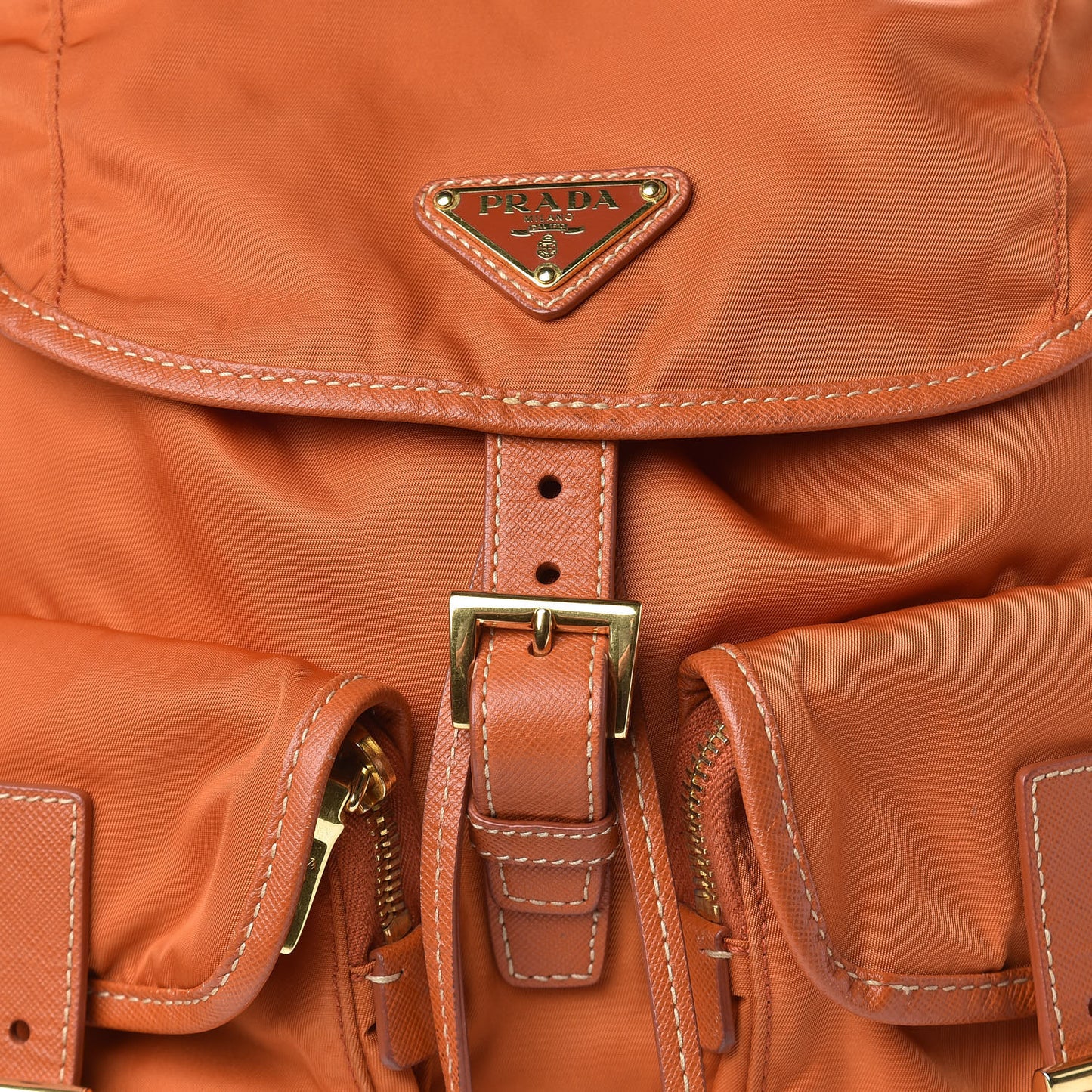 Tessuto Nylon Saffiano Vela Backpack Papaya
