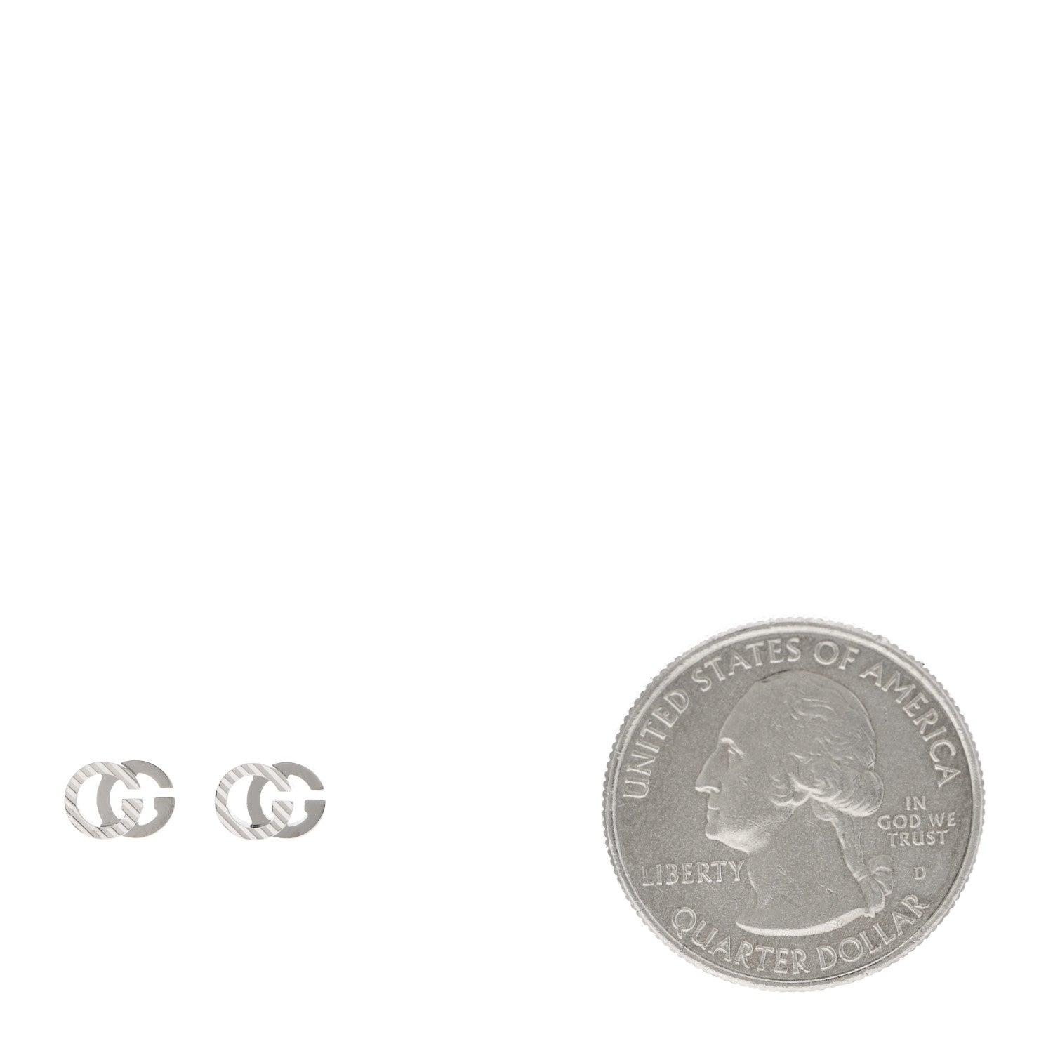 Gucci 18K White Gold Mini Running GG Stud Earrings 2 of 5