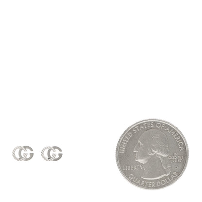 Gucci 18K White Gold Mini Running GG Stud Earrings 2 of 5