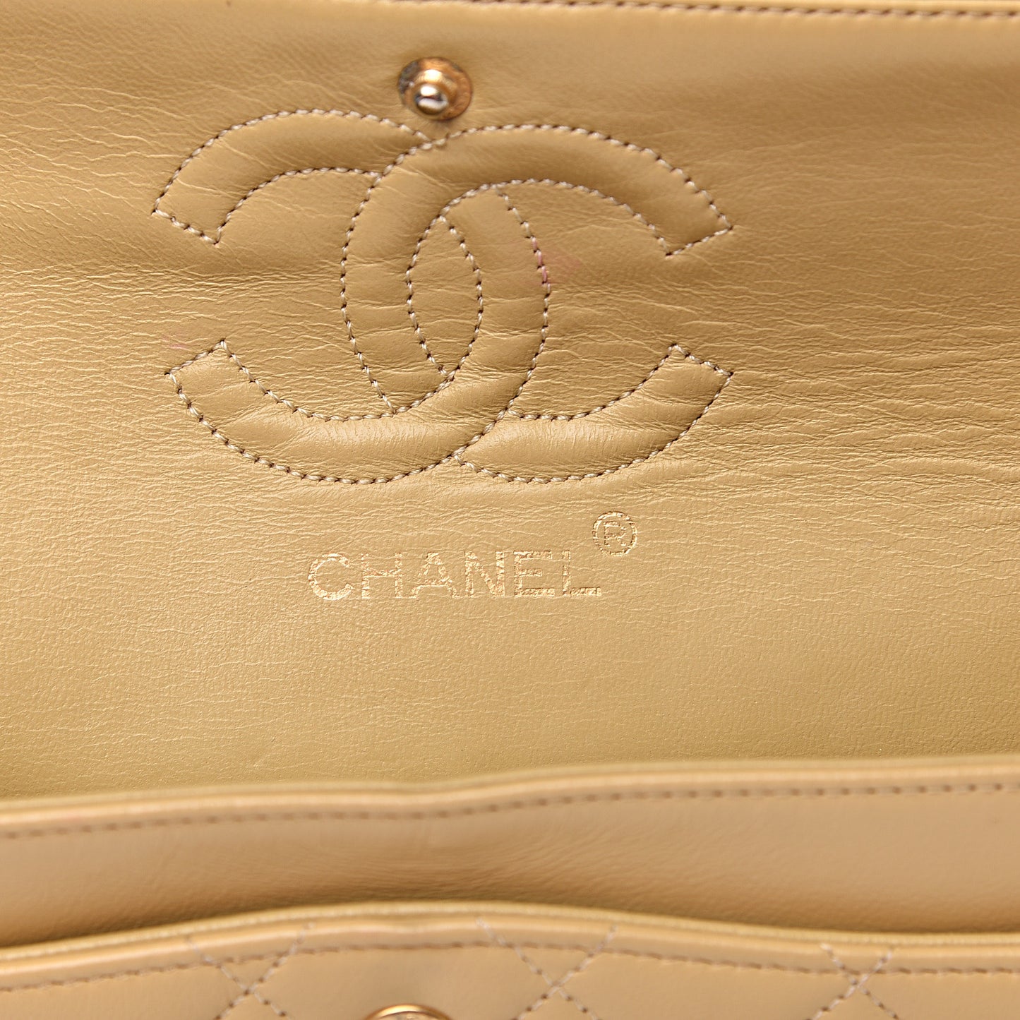 Lambskin Quilted Small Double Flap Beige