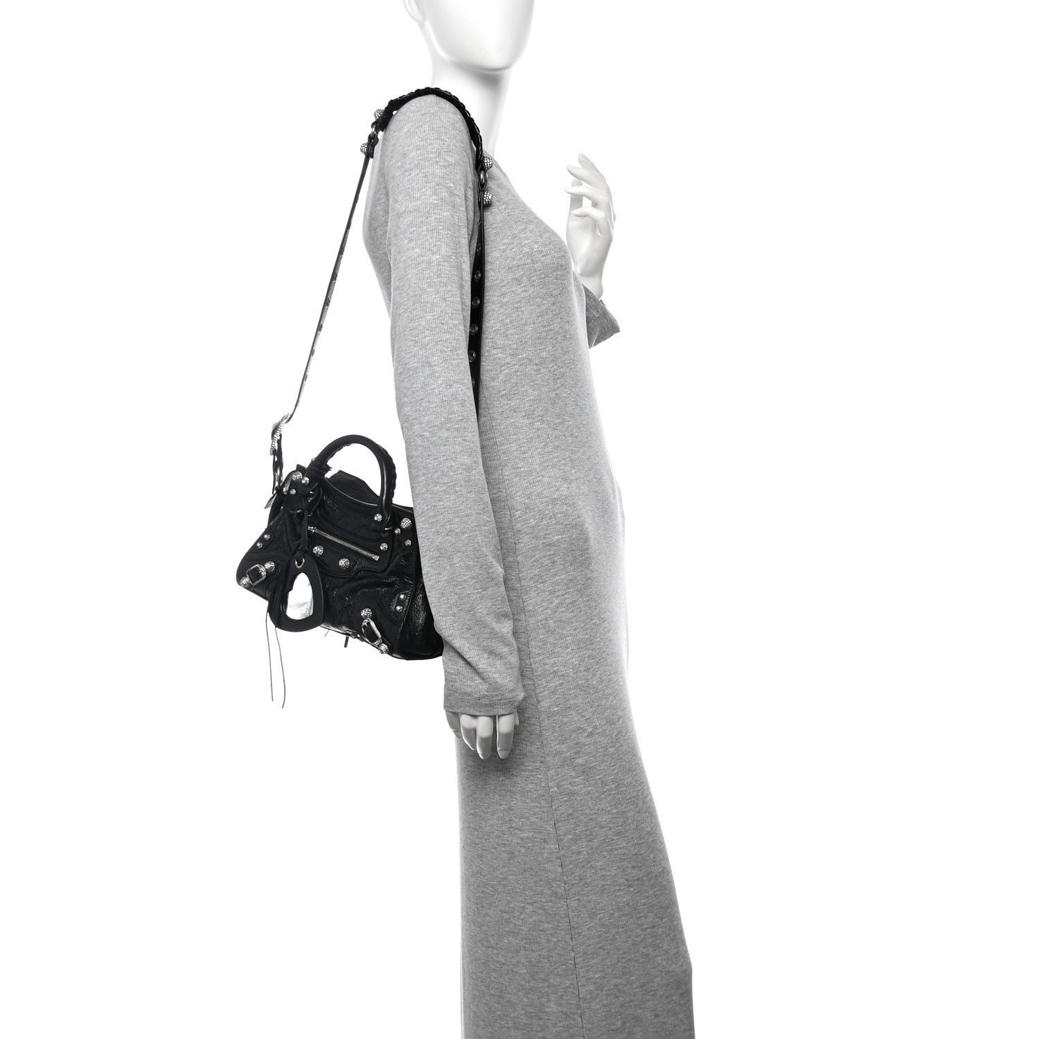 Balenciaga Agneau Arena Crystal Neo Cagole Handbag XS Black 2 of 13