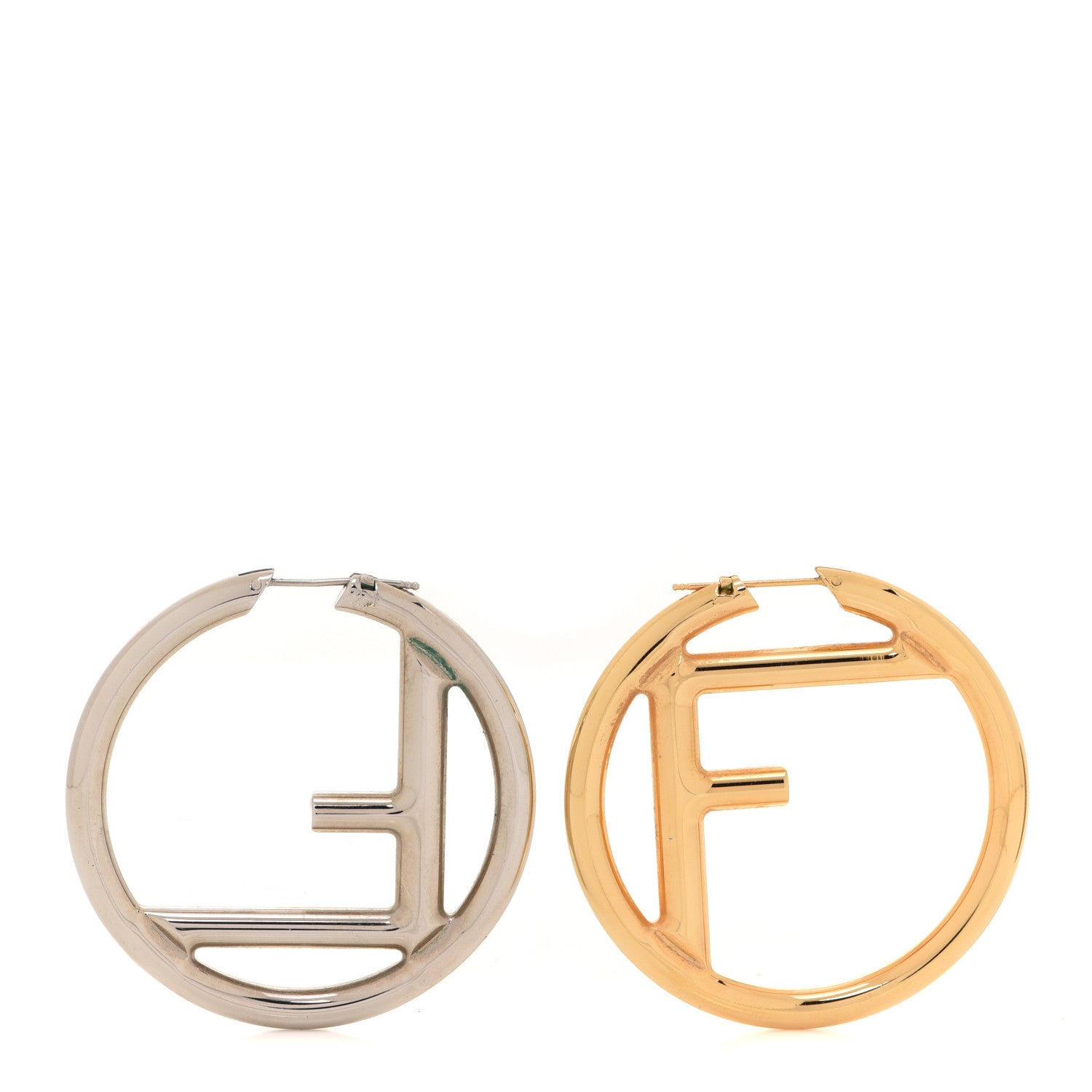 Fendi Metal FF Hoop Earrings Gold Silver 1 of 6
