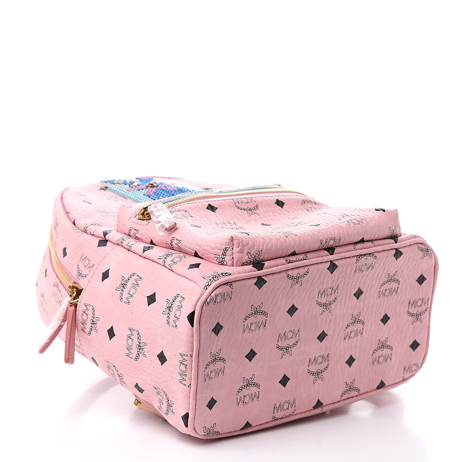 MCM Visetos Small Studded Stark Rabbit Backpack Pink 4 of 9