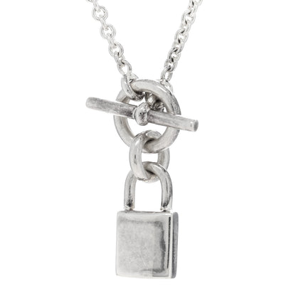 Hermes Sterling Silver Cadenas Kelly Lock Pendant Necklace 4 of 4