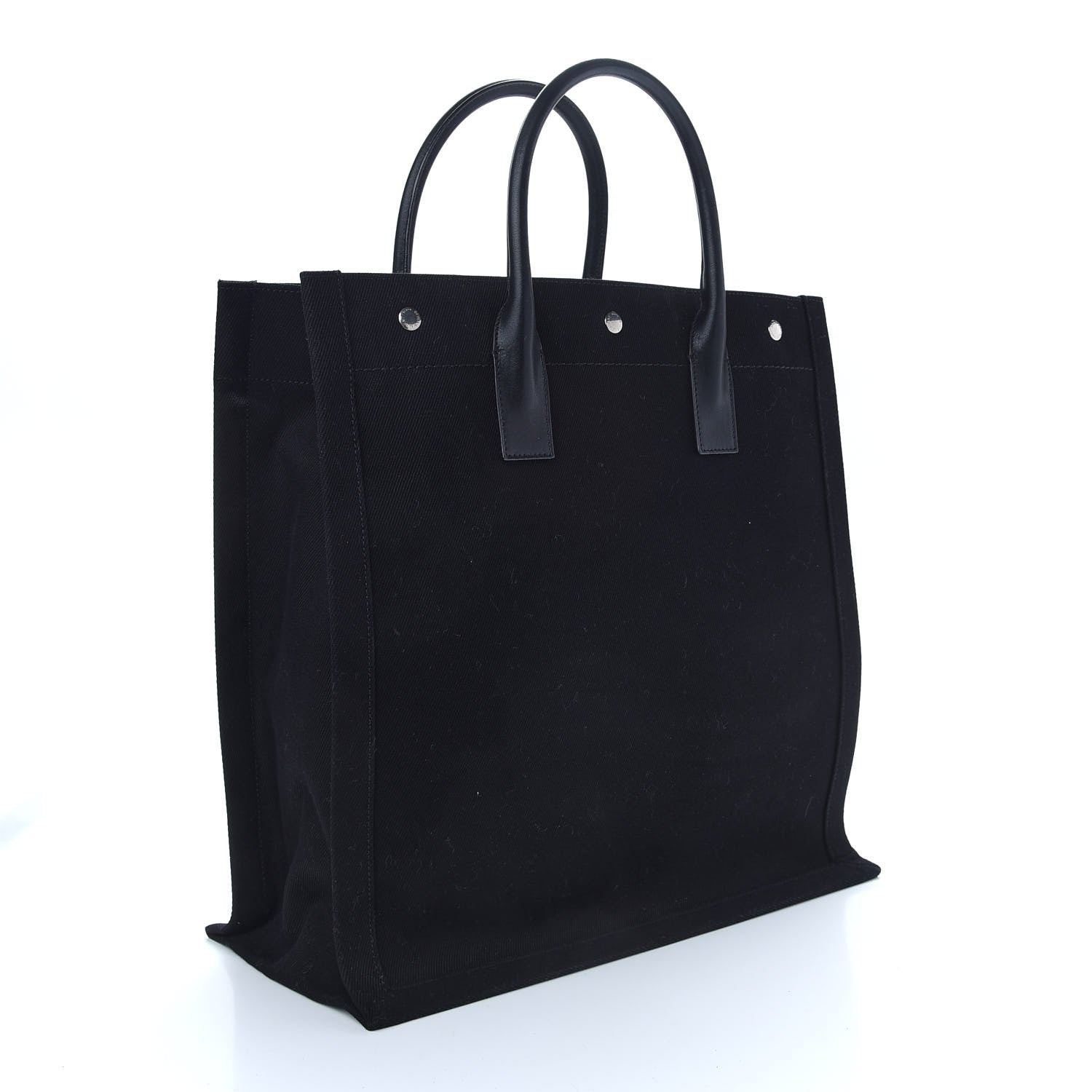 Saint Laurent Linen Calfskin Rive Gauche North South Tote Black 3 of 8