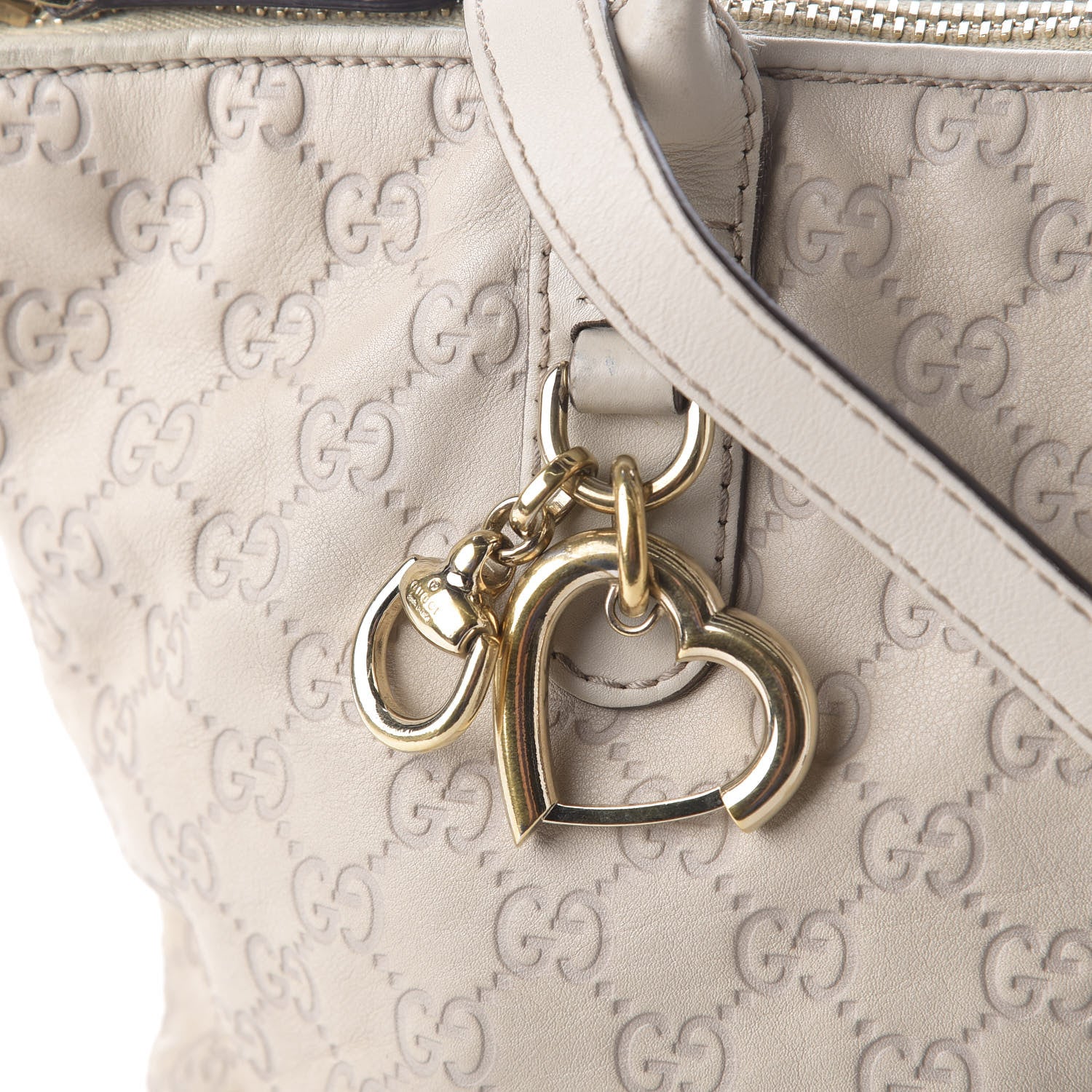 Gucci Guccissima Heart Bit Charm Top Handle Tote White 9 of 9