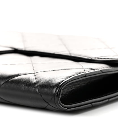 Chanel Shiny Crumpled Calfskin Quilted Large Clutch Black 11 of 13