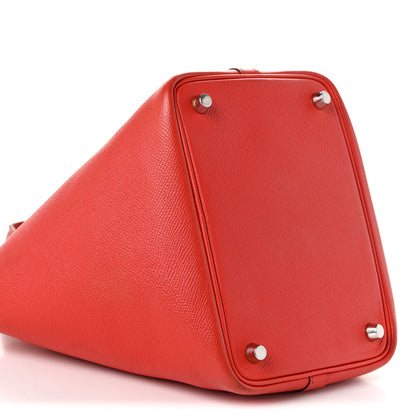 Hermes Epsom Tressage De Cuir Picotin Lock 18 PM Capucine Celeste Rouge H 9 of 10