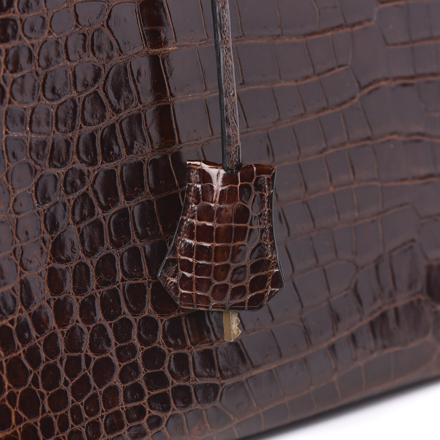 Shiny Niloticus Crocodile Kelly Sellier 32 Havane