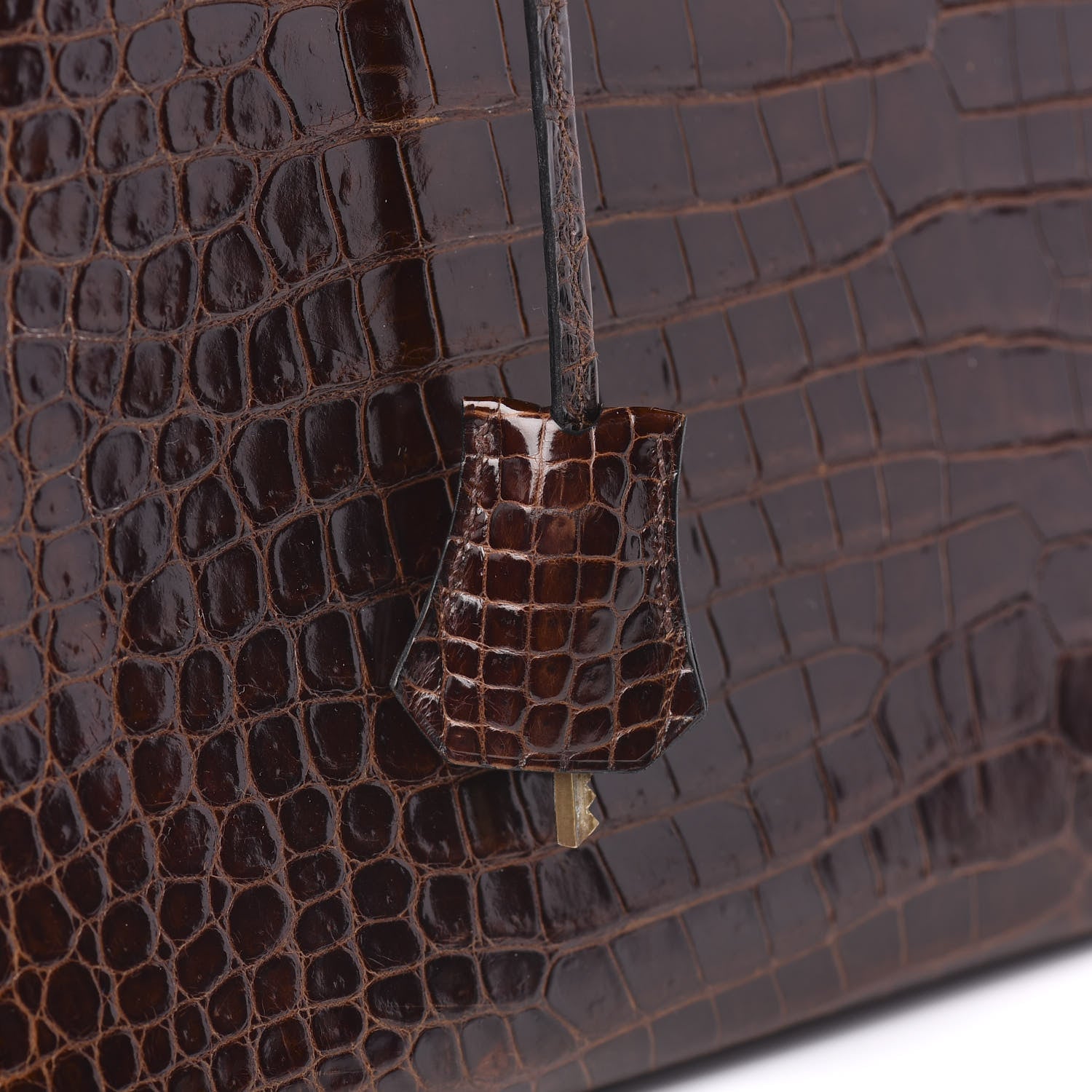 Hermes Shiny Niloticus Crocodile Kelly Sellier 32 Havane 11 of 30