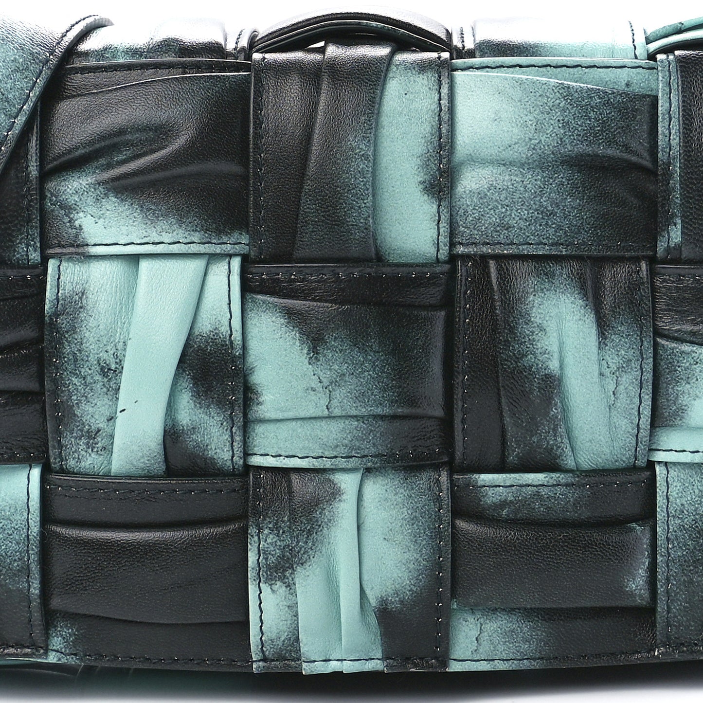 Foulard Tie Dye Maxi Intrecciato Padded Cassette Crossbody Bag Celadon Inkwell
