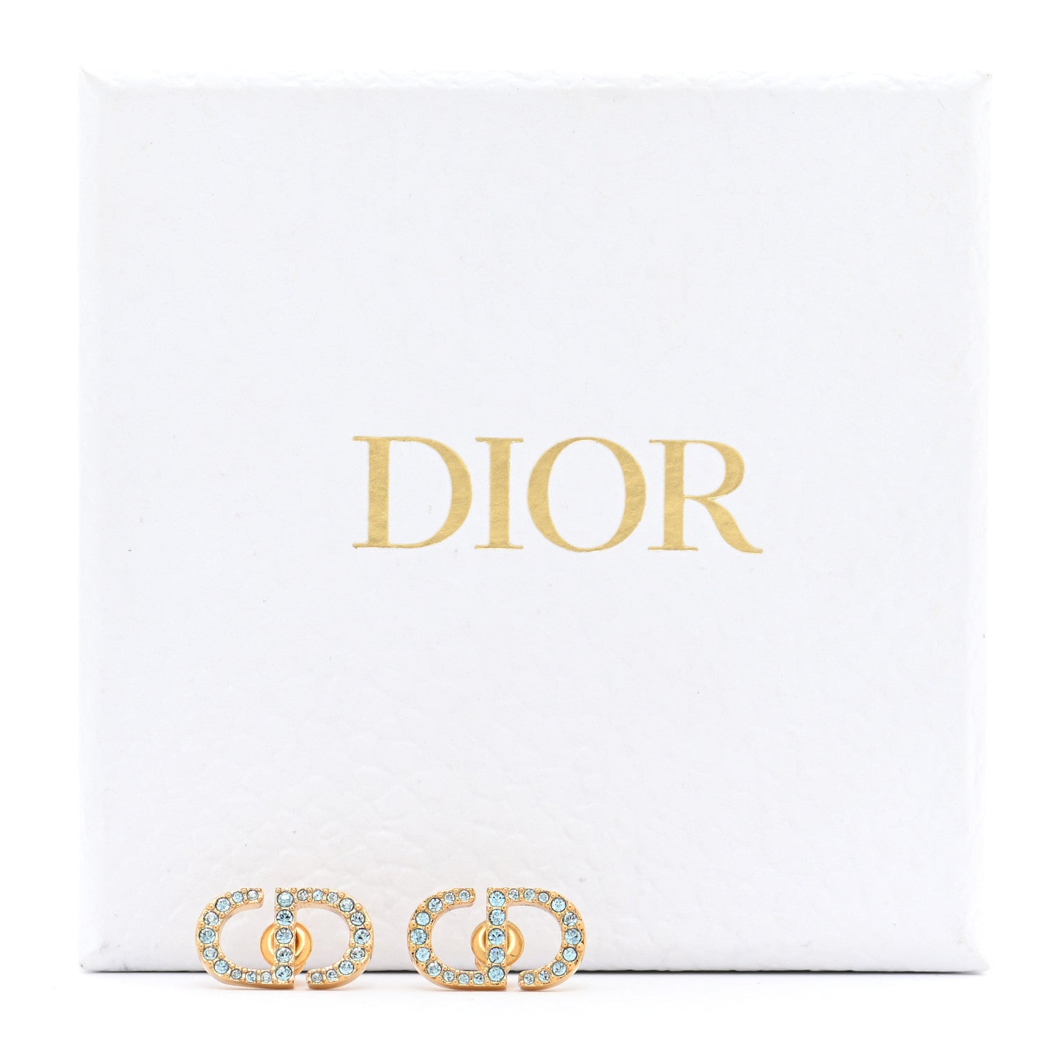 Christian Dior Crystal CD Earrings Blue Gold 6 of 6