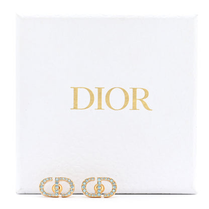Christian Dior Crystal CD Earrings Blue Gold 6 of 6