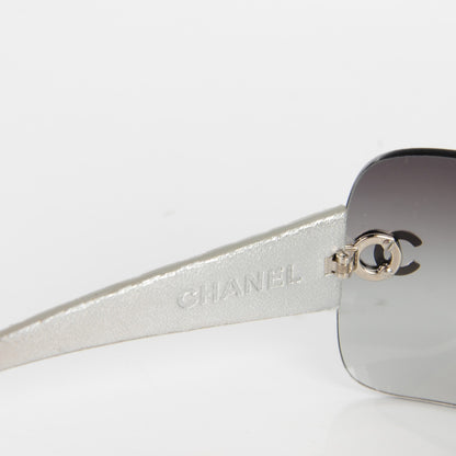 Chanel Metallic Quilted CC Sunglasses 4157-Q Silver 4 of 7