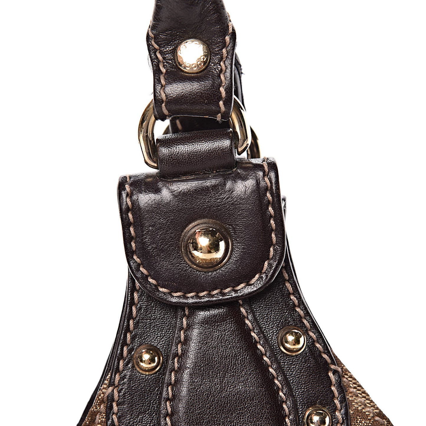 Monogram Studded Medium Pelham Tote Dark Brown