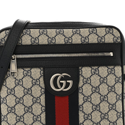 Gucci GG Supreme Monogram Textured Dollar Calfskin Web Small Ophidia Messenger Bag Beige Blue 8 of 14