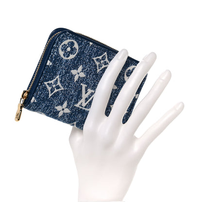 Louis Vuitton Denim Monogram Jacquard Zippy Coin Purse Bleu 2 of 9